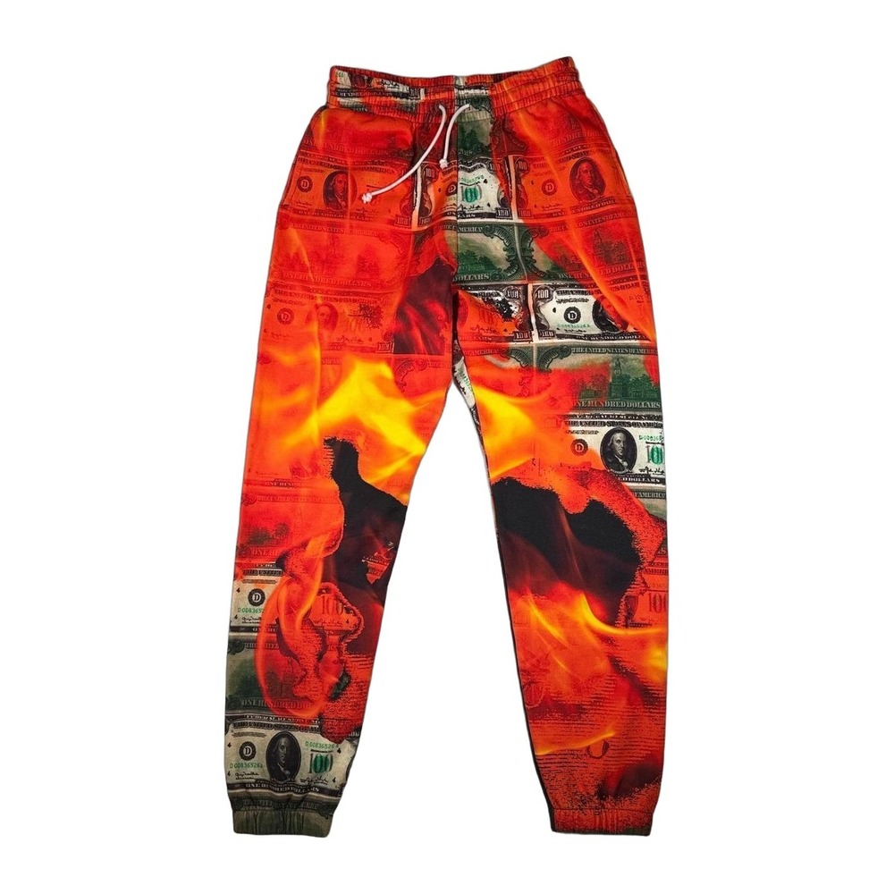 Denim‎ Tears Burn It Sweatpants Orange Graphic Joggers Mens Size M Portugal NWOT